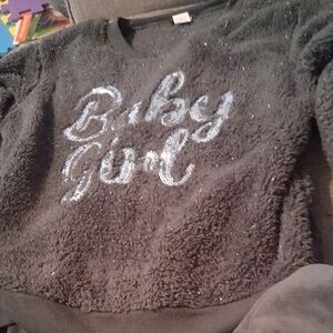 Weekending Black Fuzzy Sweater with Silve